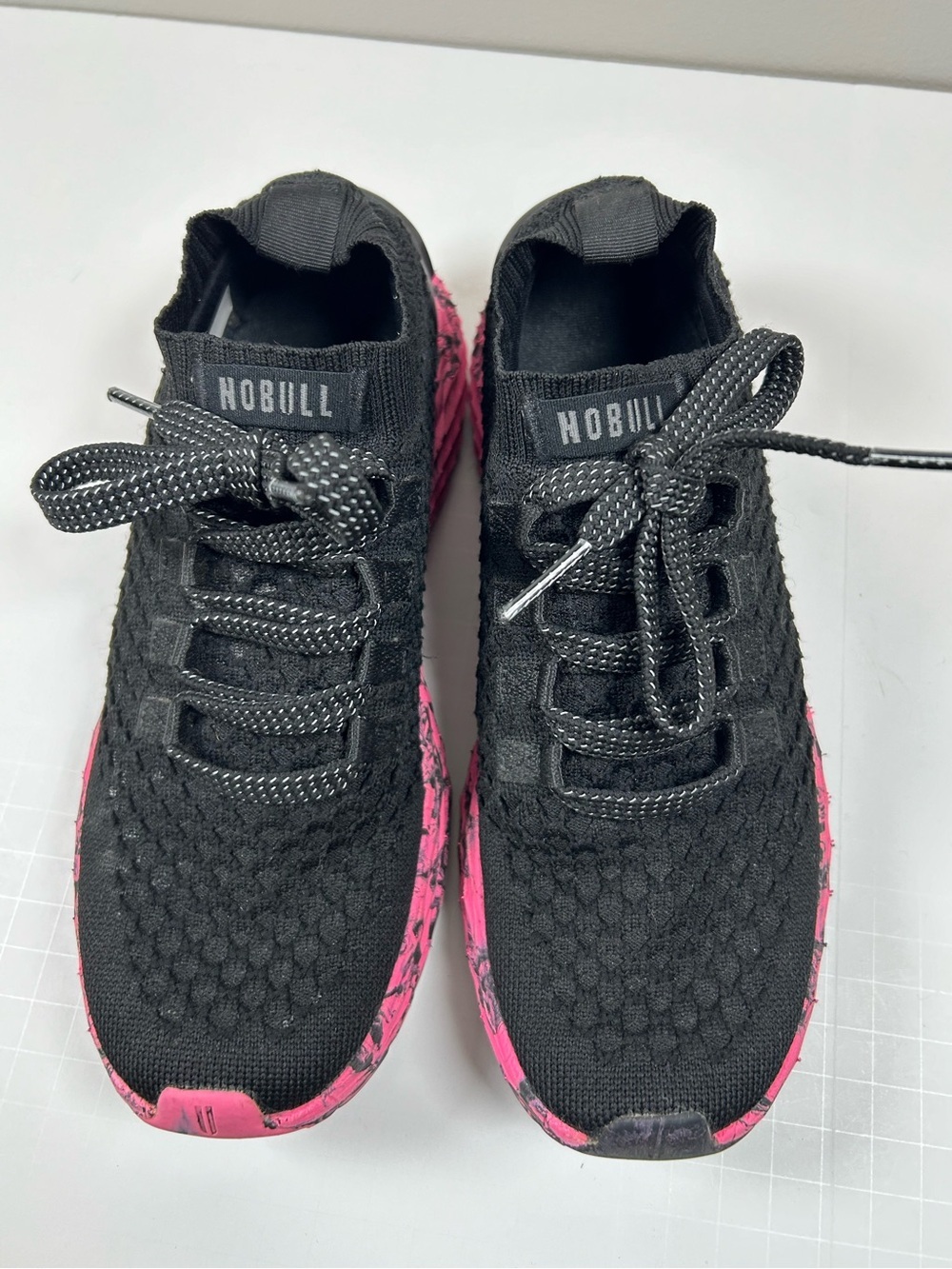 Nobull AllDay Knit Runner Black Knit Athletic Sneakers with Pink Marbled Sole - Picture 6 of 9